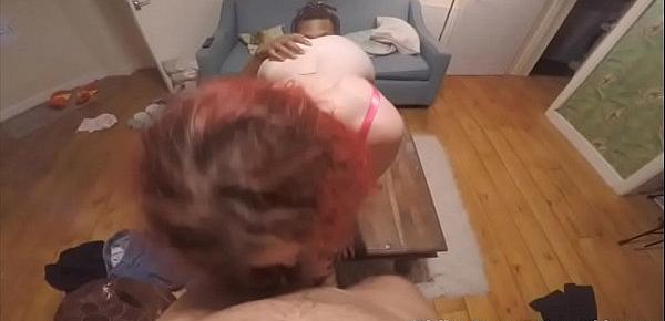  Housemates Film a spitroast threesome with English Redhead